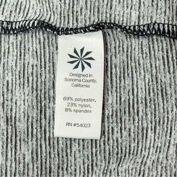 ATHLETA Sleeveless Maxi Dress Sz M Gray Ruched Stretch Microstripe Henley Jersey - Picture 7 of 12